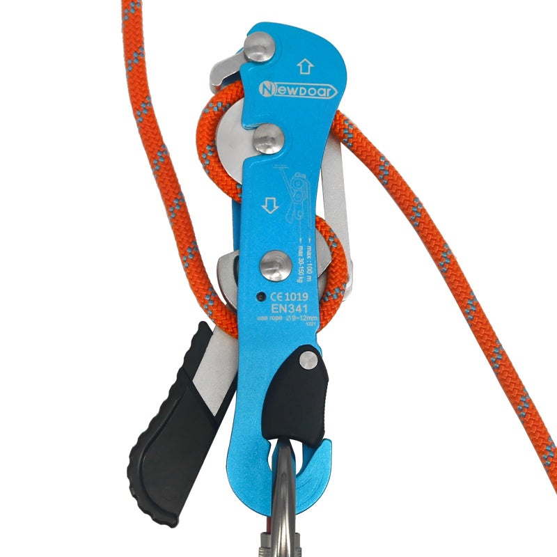 NewDoar Climbing Stop Descender Rappelling Belay for Ropes 9-12mm The Novices for Arborist CE Certification(Blue) - Image 5